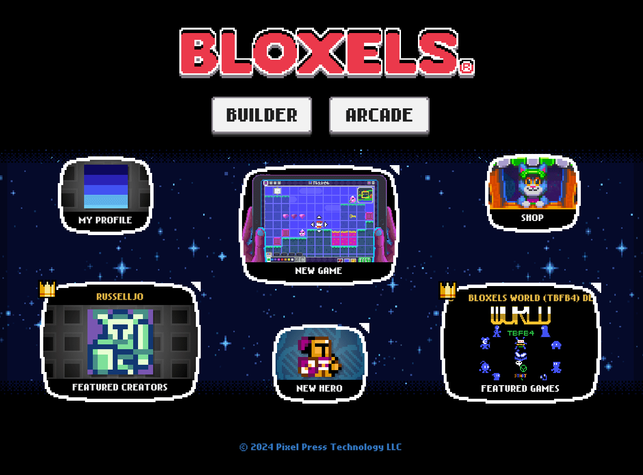 Bloxels home screen
