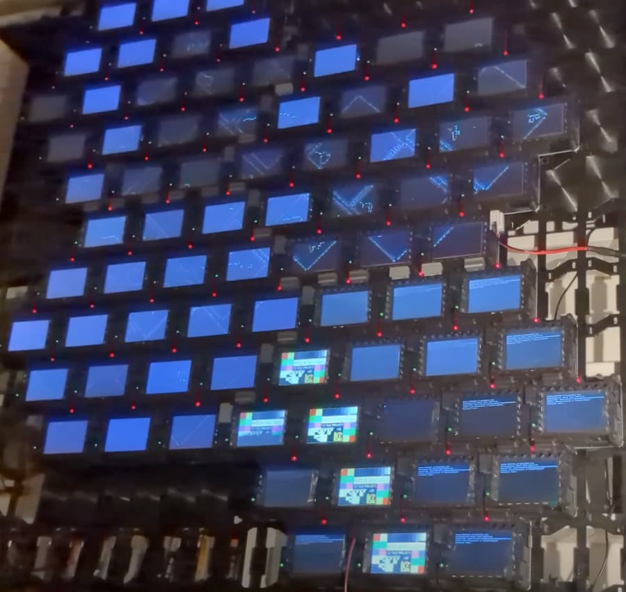Grid of actual T2 Tiles on a wall